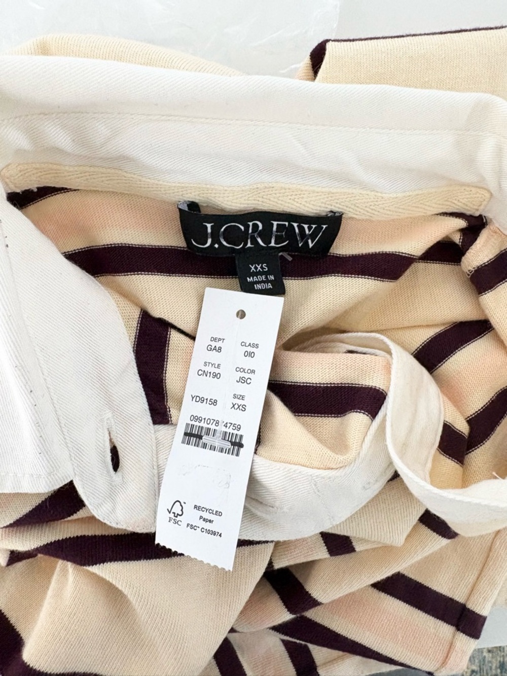 NWT J. Crew New Premium-weight Classic Rugby Shirt Jane Stripe Candlecherry - Picture 4 of 5